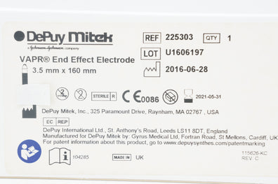 Depuy Mitek 225303 VAPR 2.3 End Effect Electrode 3.5mm x 160mm (x)
